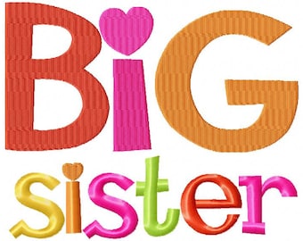 Big Sister Embroidery Design INSTANT download