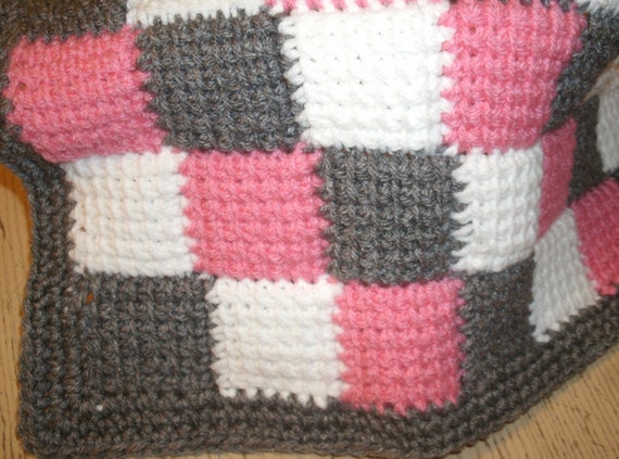 Items similar to Crochet Entrelac Blanket Twin Size Bed Afghan Kids Home Deco...