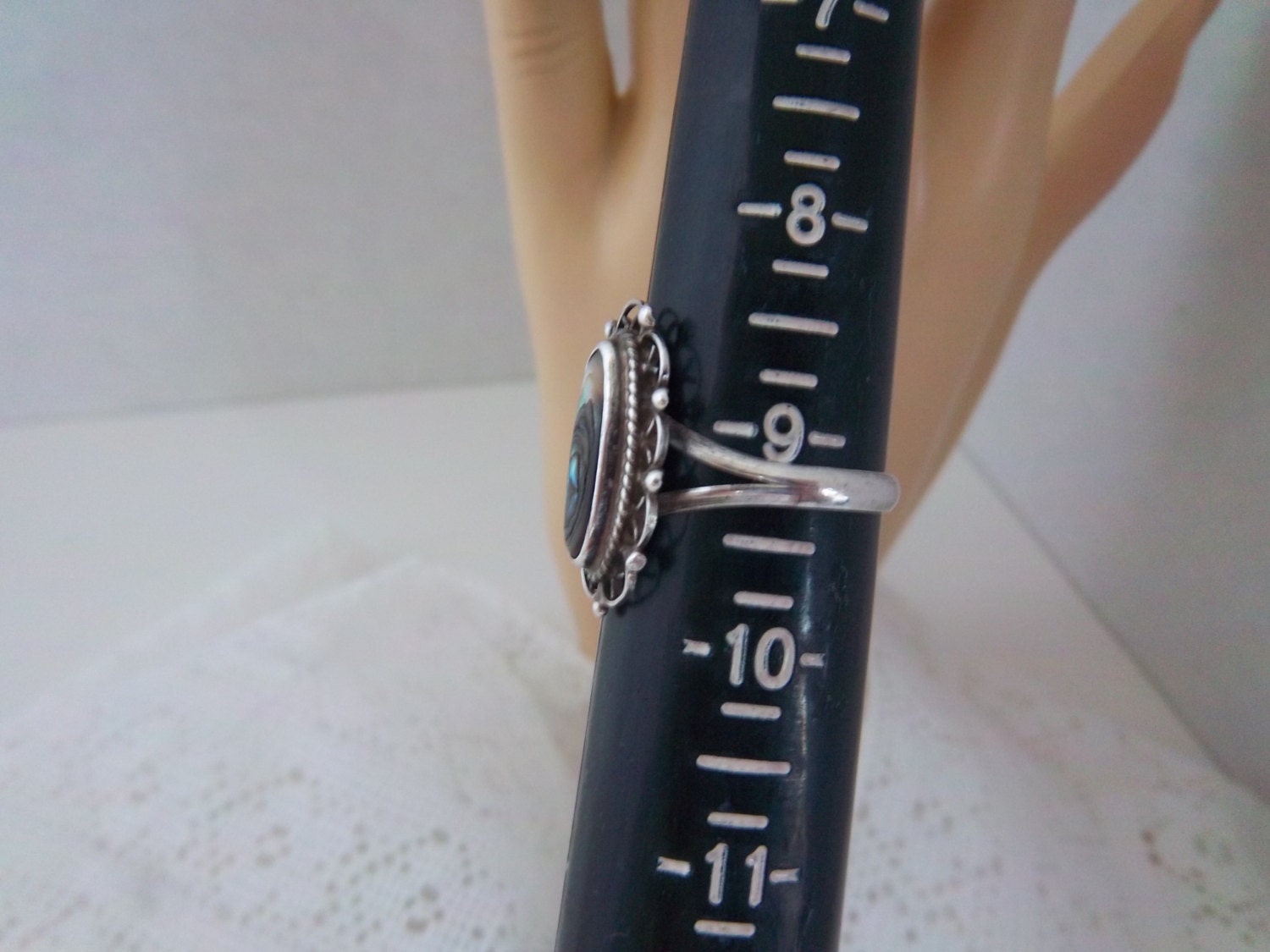 Vintage Sterling Silver Abalone Ring