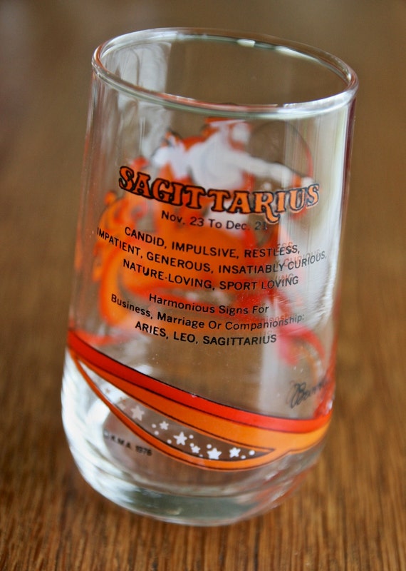 Vintage Juice glass Sagittarius zodiac sign by KMA made in