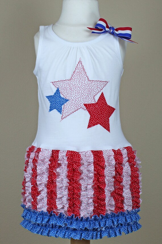 4th of July ruffle  t  shirt  dress  toddler girl pattern  pdf 