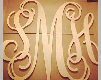 24 INCH 3 Wooden Vine Connected Monogram Letter 24 INCH 3 Wooden Vine Connected Monogram Letter