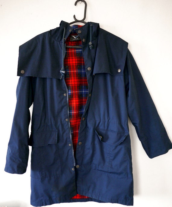 Australian Outback Waterproof Raincoat Navy with Red