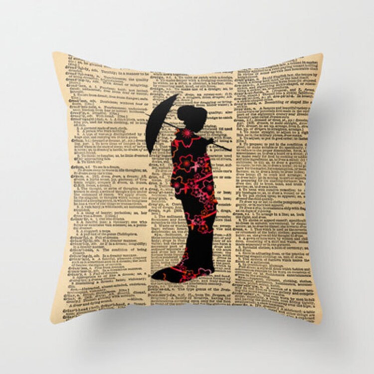 Throw Pillow Cover Dictionary Art Print Silhouette by CARTISIM