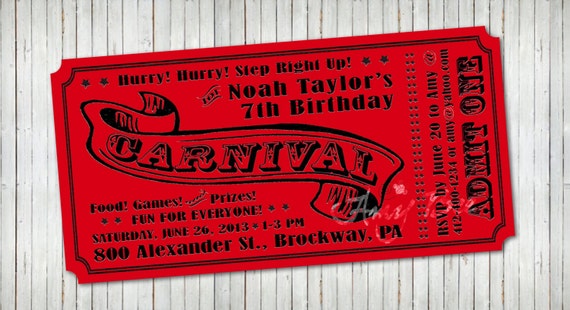 carnival ticket invitation printable