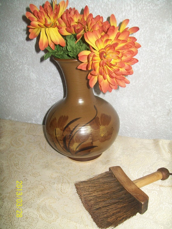 Items similar to Pacific Stoneware Brown Daisy Pottery Flower Vase Made ...