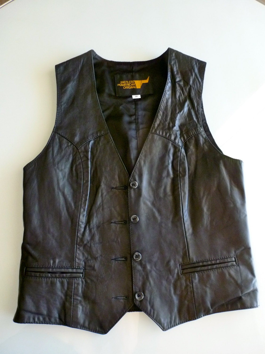 1970s Vintage Black Leather Western Style Vest by PaleHorseVintage
