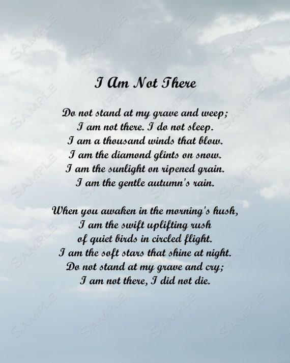 Items similar to I Am Not There Memorial Poem INSTANT DOWNLOAD Digital ...