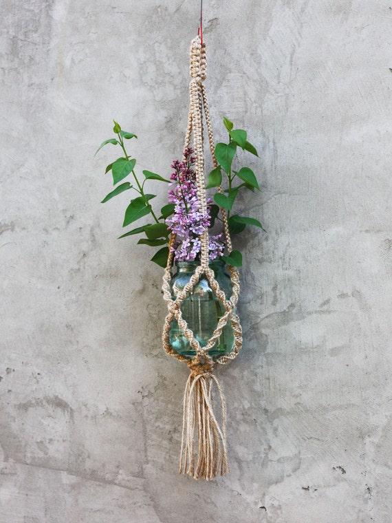 Macrame mason jar hanger Natural eco friendly rustic home