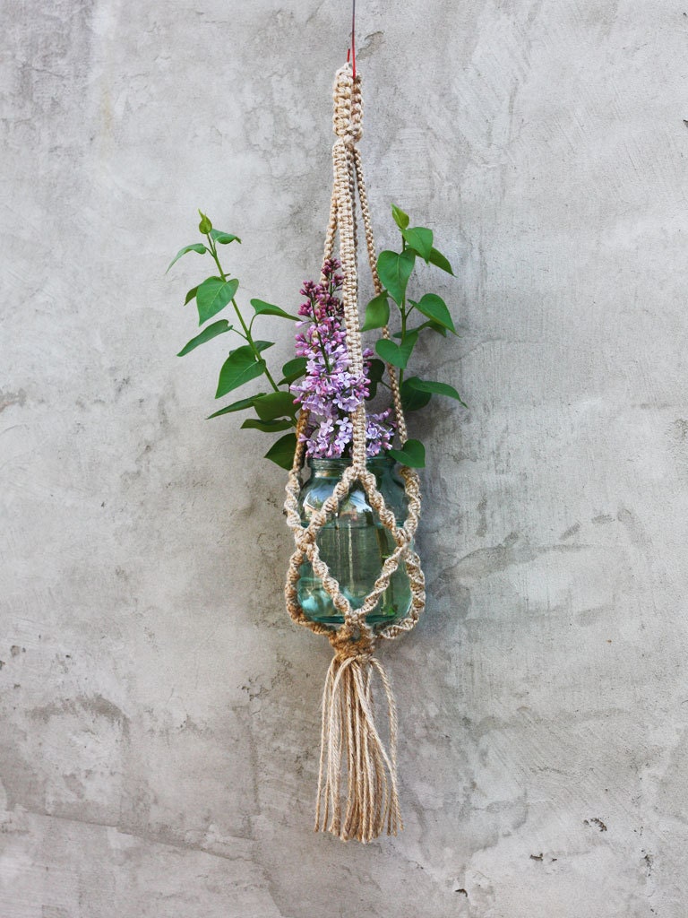 Macrame mason jar hanger Natural eco friendly rustic home