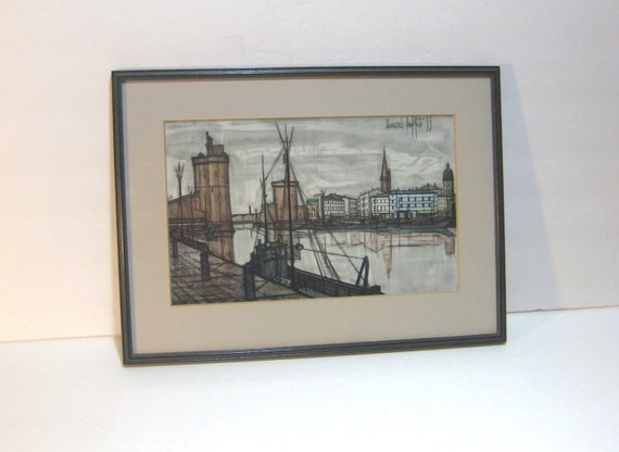 Bernard Buffet Print La Rochelle 1955 Harbor Scene Mid Century