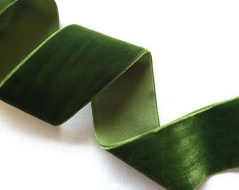 Moss Green Velvet ribbon-2 yard increments