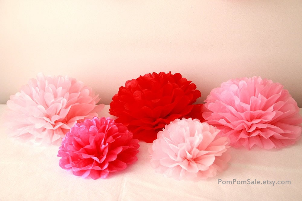5 Tissue Paper Flowers Table Centerpieces for Baby Shower