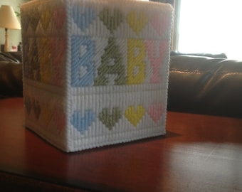 Baby Tissue Box Cover Plastic Canvas Handmade
