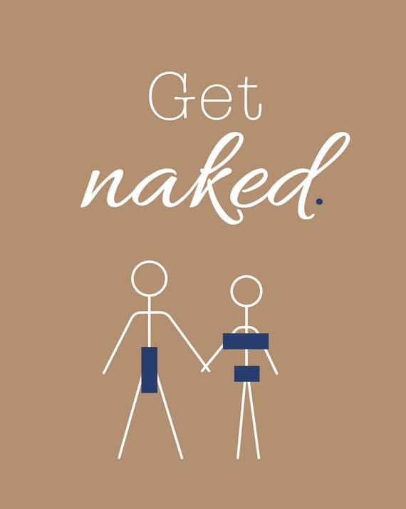 Bathroom Art Print Funny Get Naked Stick Figures Modern