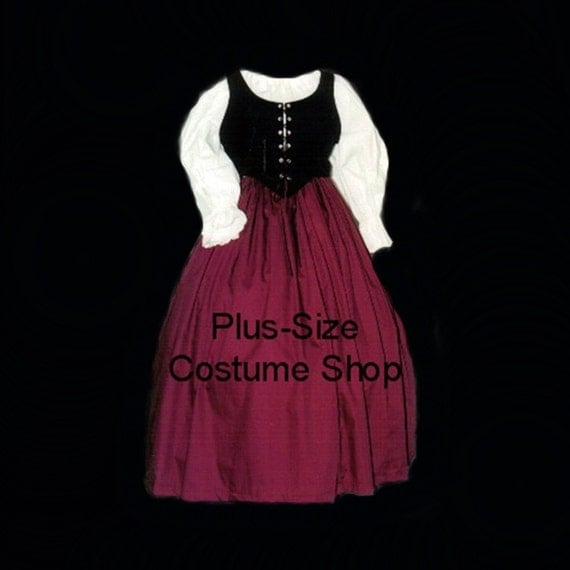 Items similar to Burgundy RENAISSANCE Gown Dress PLUS Size Halloween ...