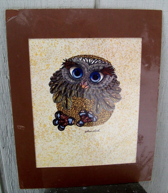 Vintage Glenn Heath Owl Painting Art Print 1960s Original