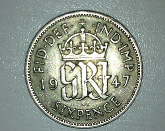1947 Wedding Sixpence Coin - Lucky Wedding Sixpence for the Bride