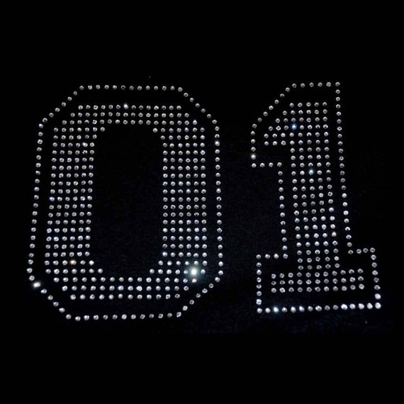 6 Clear Inch Iron on Rhinestone Numbers BLING colors