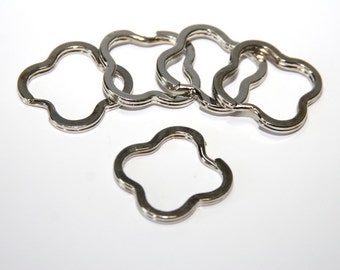 5 PCs. Key Ring / clover / color: silver / 35x35mm SR001