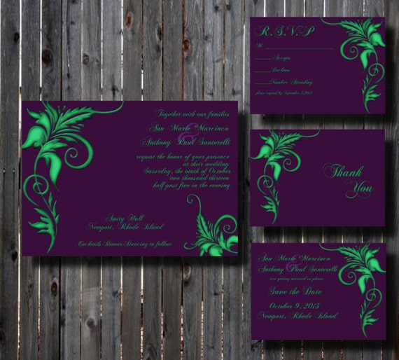 Items similar to Wedding Invitation Suite-Printable-DIY-Purple and ...