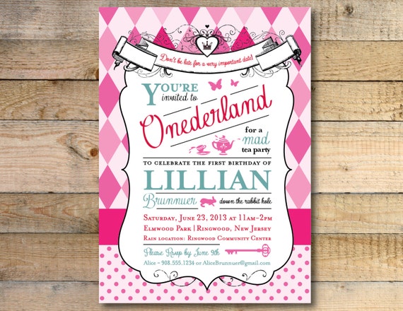 Alice In Onederland Invitations 8