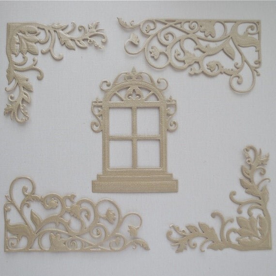 Items similar to 5 Victorian Style Intricate Die Cut Embellishments for
