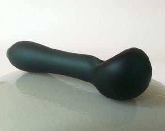 Glass Pipe, Spoon Pipe, Sandblasted Pipe, Emerald Green Sandblasted Spoon made of Borosilicate Boro