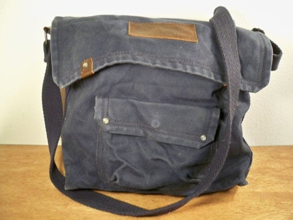 Vintage Abercrombie & Fitch Blue Canvas Briefcase by Joeymest