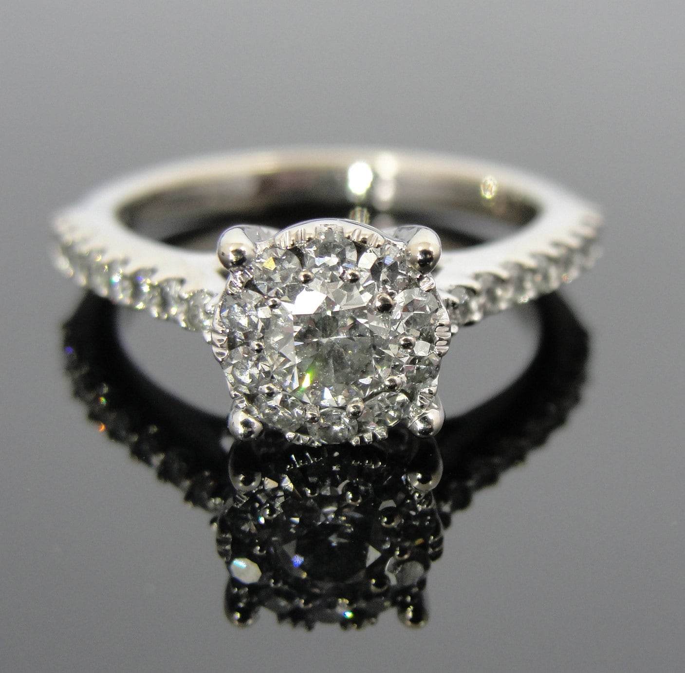 RESERVED Third Payment Diamond Encrusted Engagement Ring