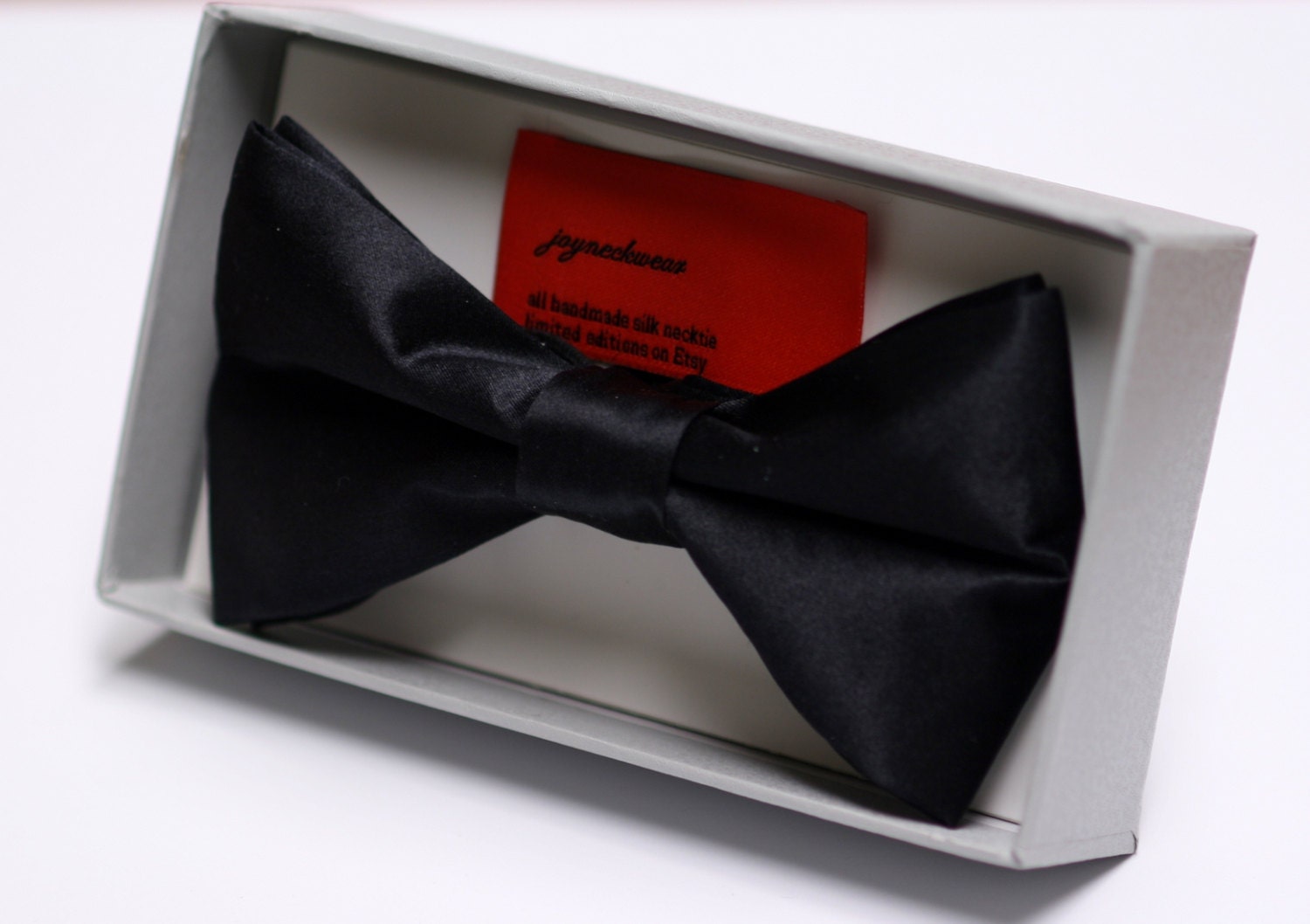 Black Silk Bow Tie with Gift Box