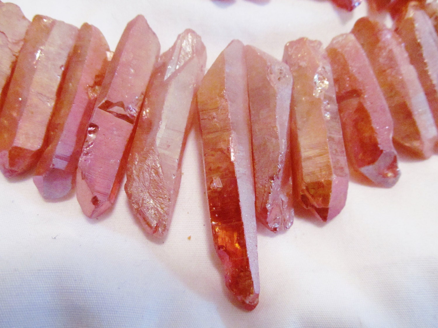 7 Peach Orange Gold Metallic Quartz Raw Faceted by CanterBeads