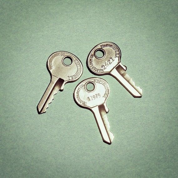 3 Old Master Lock Keys Lion Logo Vintage 1920s