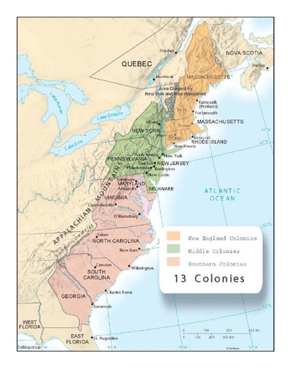 13 Colonies Nail Map for Ms. Spencer's 4th Grade Class