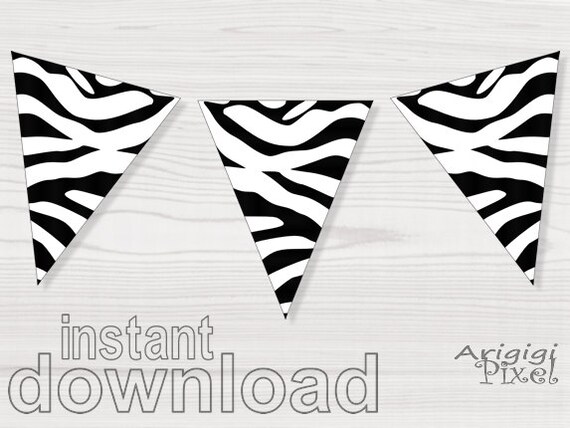 Printable Banner Party Decoration Zebra Pattern Bachelorette Birthday Cocktail Prom Celebrations DIY Il_570xn