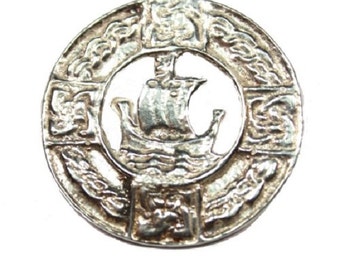 Sterling Silver Viking Ship Norse Pin