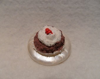 Dollhouse miniature handmade chocolate whipped cream pie. Dollhouse scale accessory, also great diorama or room box addition.