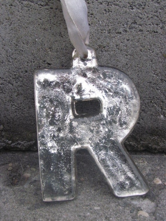 3 MERCURY GLASS INITIAL Ornament Monogram Silver by TheWordSearch