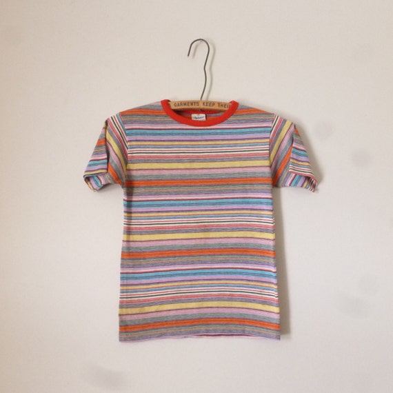 70's Childrens T-Shirt Vintage 1970's Striped Childs