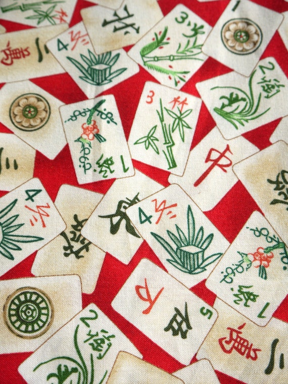 Mahjong Tiles 2 Fat Quarter Fabric Cotton Print by PopFabric