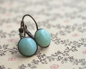 Jade green  ""  mint pastel green Cabochon Earrings