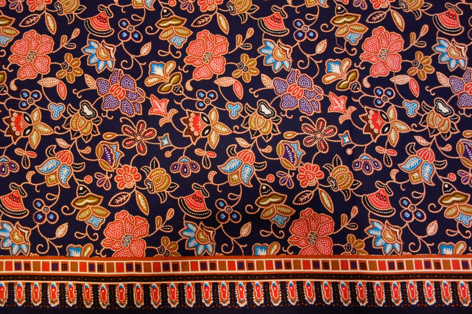 Sale Batik sarong fabric blue printed floral batik