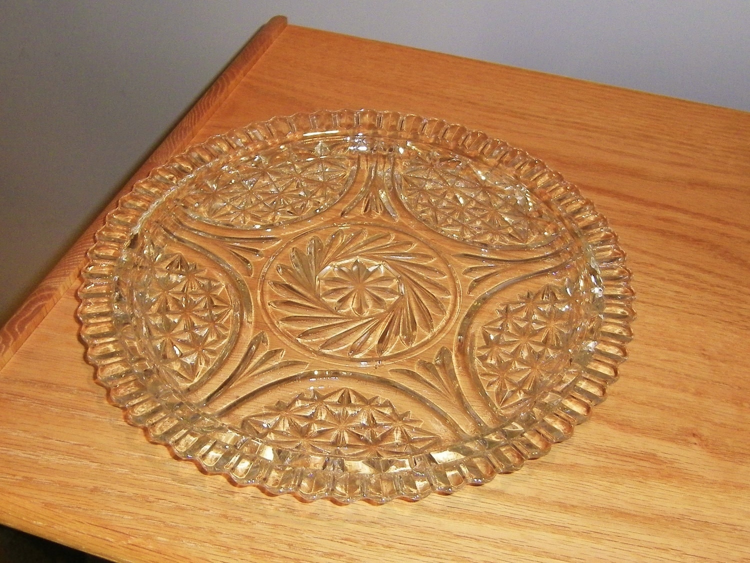 Vintage Large Glass Serving Plate Haute Juice