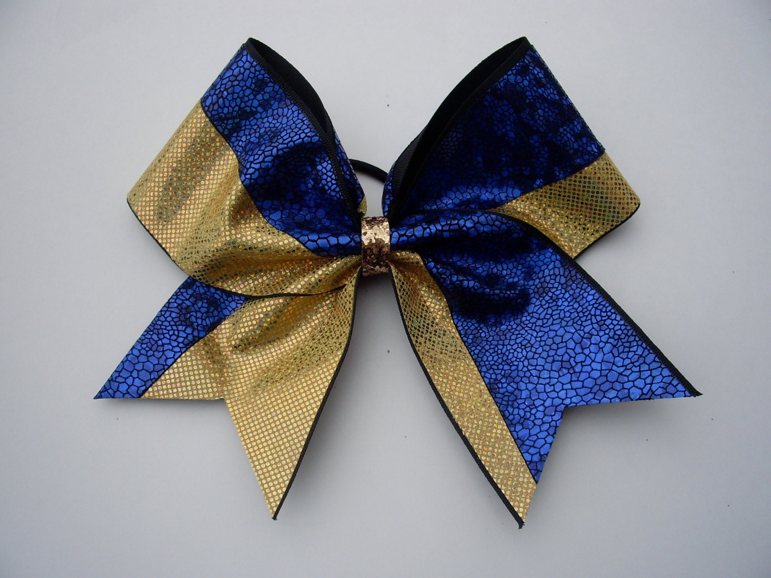 Blue and Gold Cheer Bow - wide 1