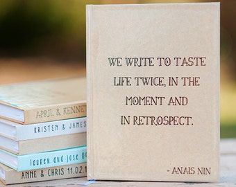 Custom writing journal, Notebook, - Anais Nin Quote, Personalized, Customized, choose your quote, custom design, personalized journal, gift