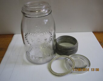 Vintage 6" CROWN Pint Narrow Mouth Crown Fruit Jar Sealer