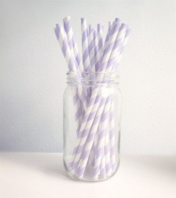 Items similar to Lavender Purple Paper Striped Straws Pack of 25 on Etsy