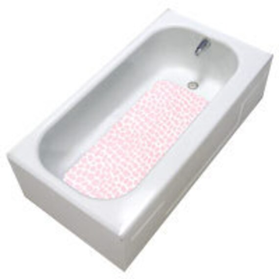 Bath Tub  Non Slip Mat for kids,  adults and pets - pink/white - Bathtub Mat 42x16 - Non-Toxic, No BPA