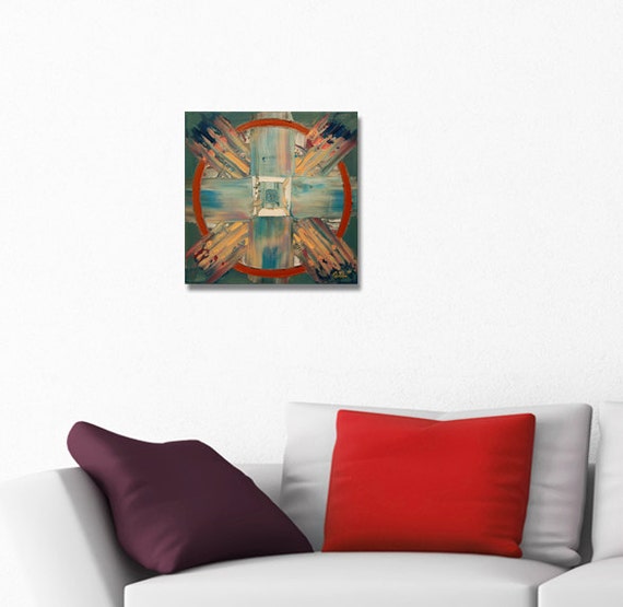 ORIGINAL Mandala painting, spiritual art, meditation art, mandala art, blue orange