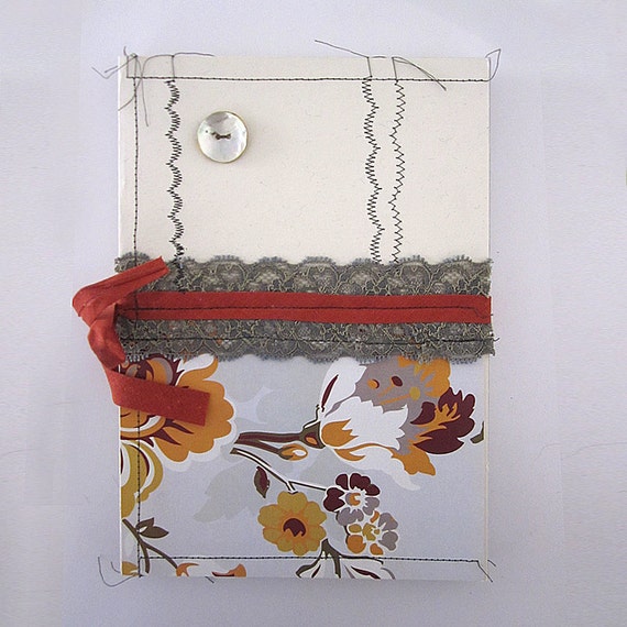 Items similar to Romantic HandStitched Journal with Ribbon and Lace